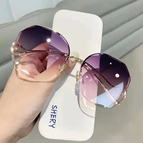 9901 Designer Women'S Fashion Luxury Multi-Deformed Metal Legs Rimless Sunglasses New Sunglasses