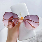 9901 Designer Women'S Fashion Luxury Multi-Deformed Metal Legs Rimless Sunglasses New Sunglasses