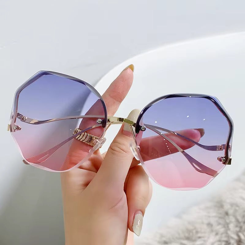 9901 Designer Women'S Fashion Luxury Multi-Deformed Metal Legs Rimless Sunglasses New Sunglasses
