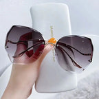 9901 Designer Women'S Fashion Luxury Multi-Deformed Metal Legs Rimless Sunglasses New Sunglasses