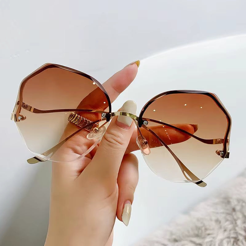 9901 Designer Women'S Fashion Luxury Multi-Deformed Metal Legs Rimless Sunglasses New Sunglasses