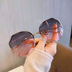 9901 Designer Women'S Fashion Luxury Multi-Deformed Metal Legs Rimless Sunglasses New Sunglasses